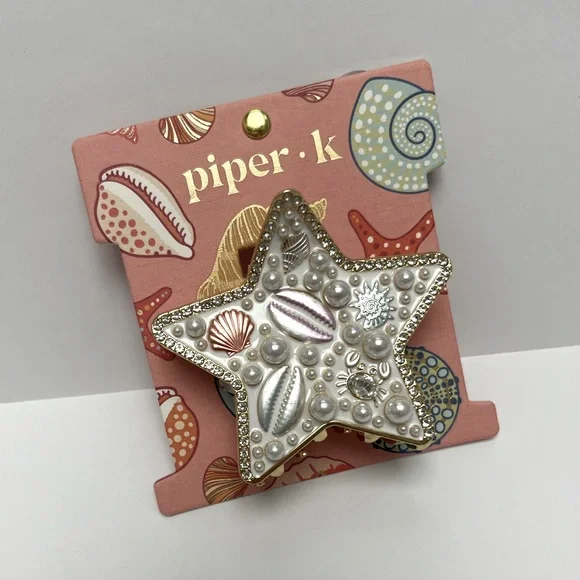NWT ⚜️🤍⚜️ Piper K Gorgeous Starfish Hair Clip with Seashells and Pearls - Picture 9 of 15